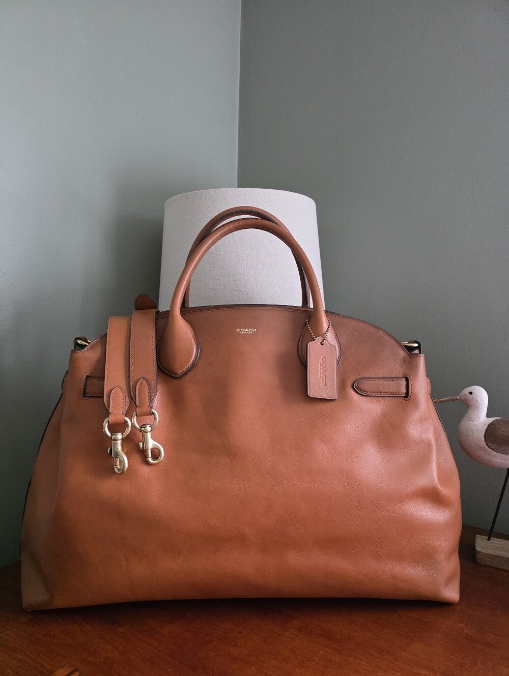 Coach CW617 Soft Empire Carryall 48 Toffee Glovetanned Leather Satchel Bag